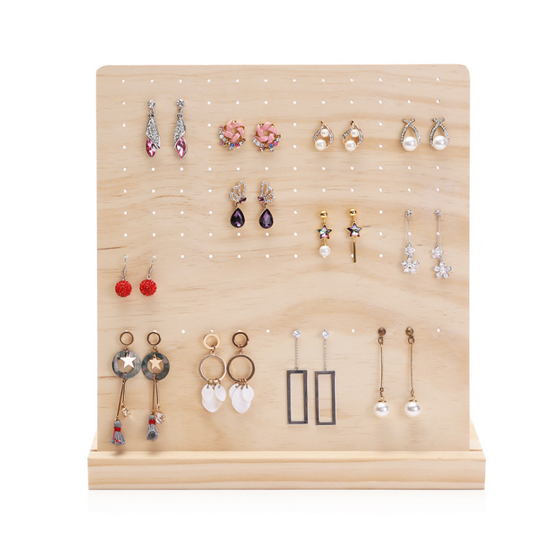 Mordoa New Listing 120 Holes Wood Earrings Organizer Jewelry Holder Necklace Bracelet Rack Jewelry Display Stand Jewelry Packing