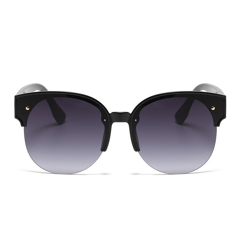 New Round Cat-Eye Half-Frame Sunglasses Trend Retro Versatile Sunglasses