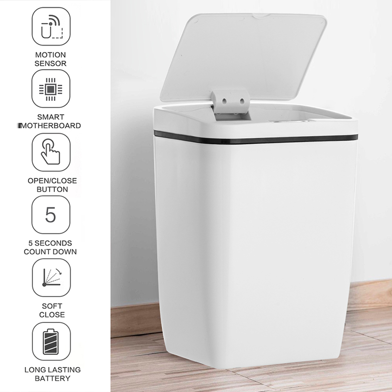 Cubo Basura Automatic Intelligent Induction Motion Sensor Kitchen Trash Can Wide Opening Lixeira Eco-friendly Waste Garbage Bin