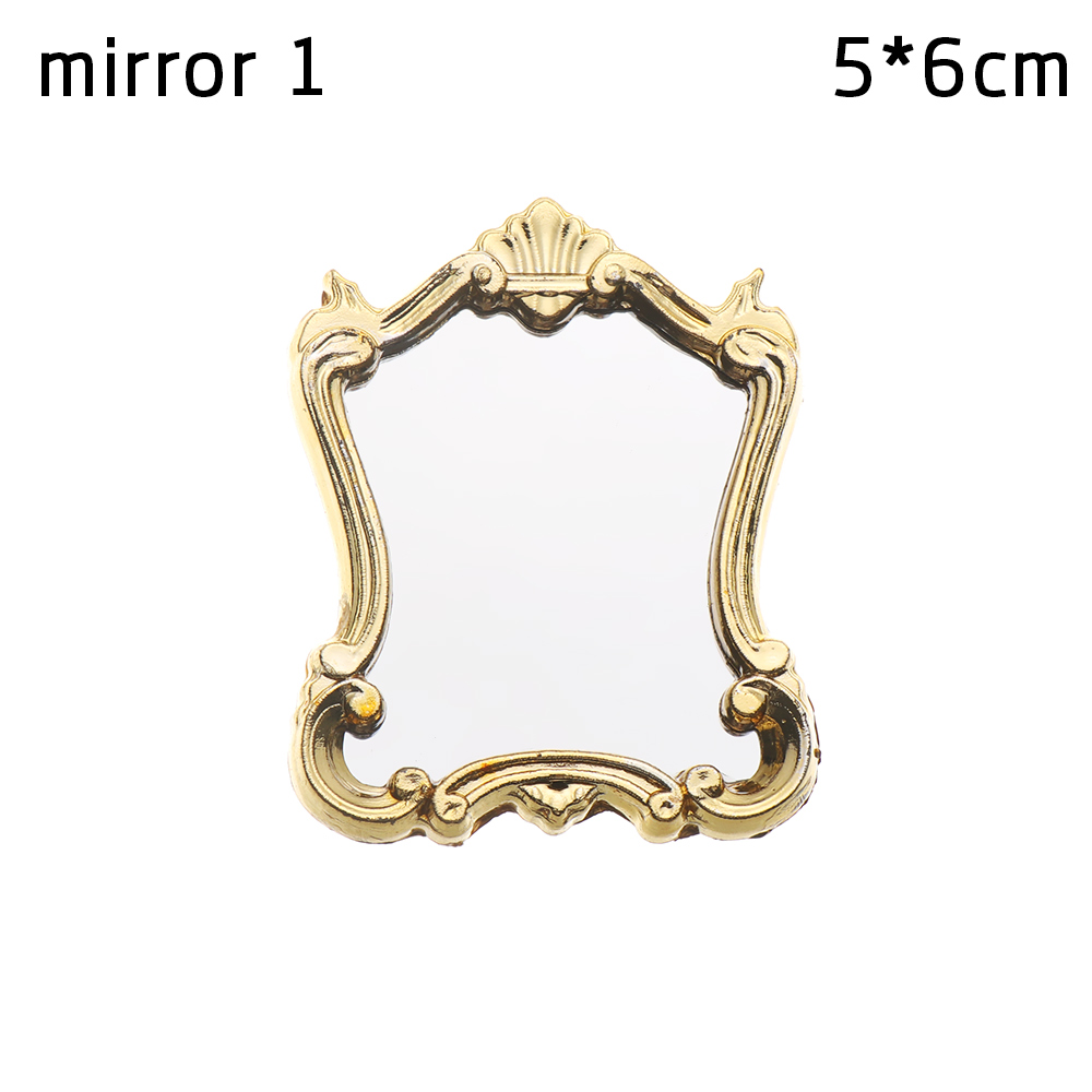 1:12 Scale Photo Frames Retro Mirror for Dollhouse Decor DIY Vintage Ornament Furniture European Style Doll House Accessories