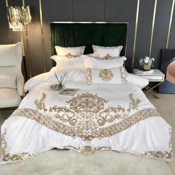 Luxury 4pcs High Quality 100% Cotton Bedding Set Solid Duvet Cover Set 1 Quilt Cover + 1 Flat Sheet + 2 Pillowcases Queen King