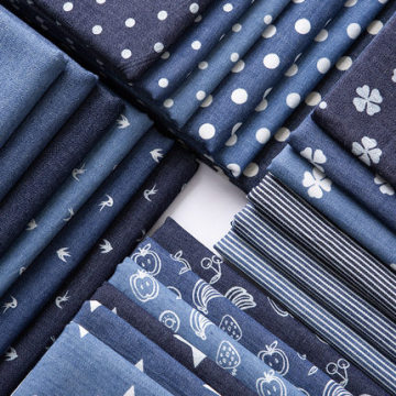50cm * 150cm/Piece, Pure Cotton Printed Denim Fabric, Spring and Summer Thin Soft Washed Shirt Clothing Bag Fabric, DIY Material