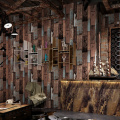 Retro Nostalgic 3D Wood Flooring Wood Grain Wallpaper PVC Waterproof Cafe Restaurant Living Room Industrial Wind Wallpaper Roll