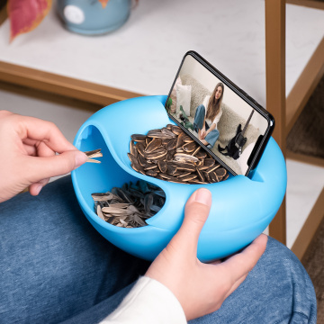 Creative Lazy Snack Round Plastic Bowl Modern Living Room Snack Storage Box Bowl Detachable Double Lazy Plates For Food