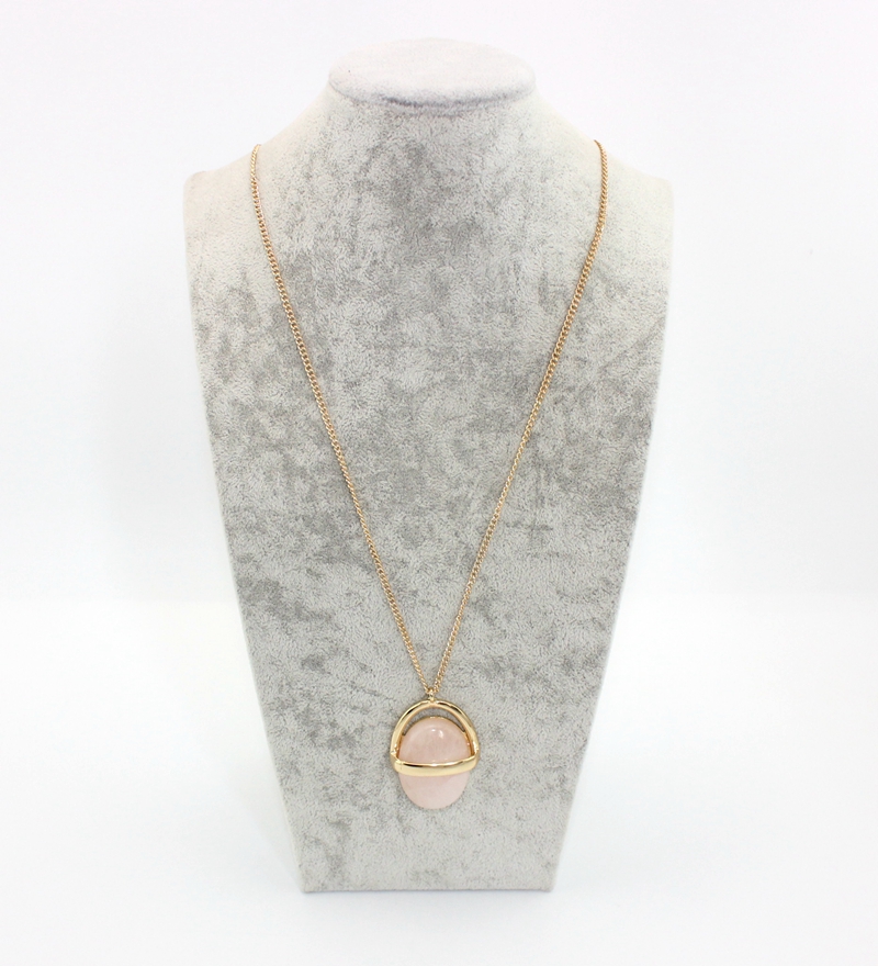 AE-xl20439 / sweet girl jewelry / Exclusive design European style jewelry oval Long Necklace inlaid natural barite powder