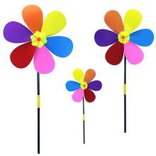 BESTOYARD Six Petals Sunflower Flower Windmill Wind Spinner Grassland Outdoor Backyard Pinwheel for Toy Decoration Children Kids