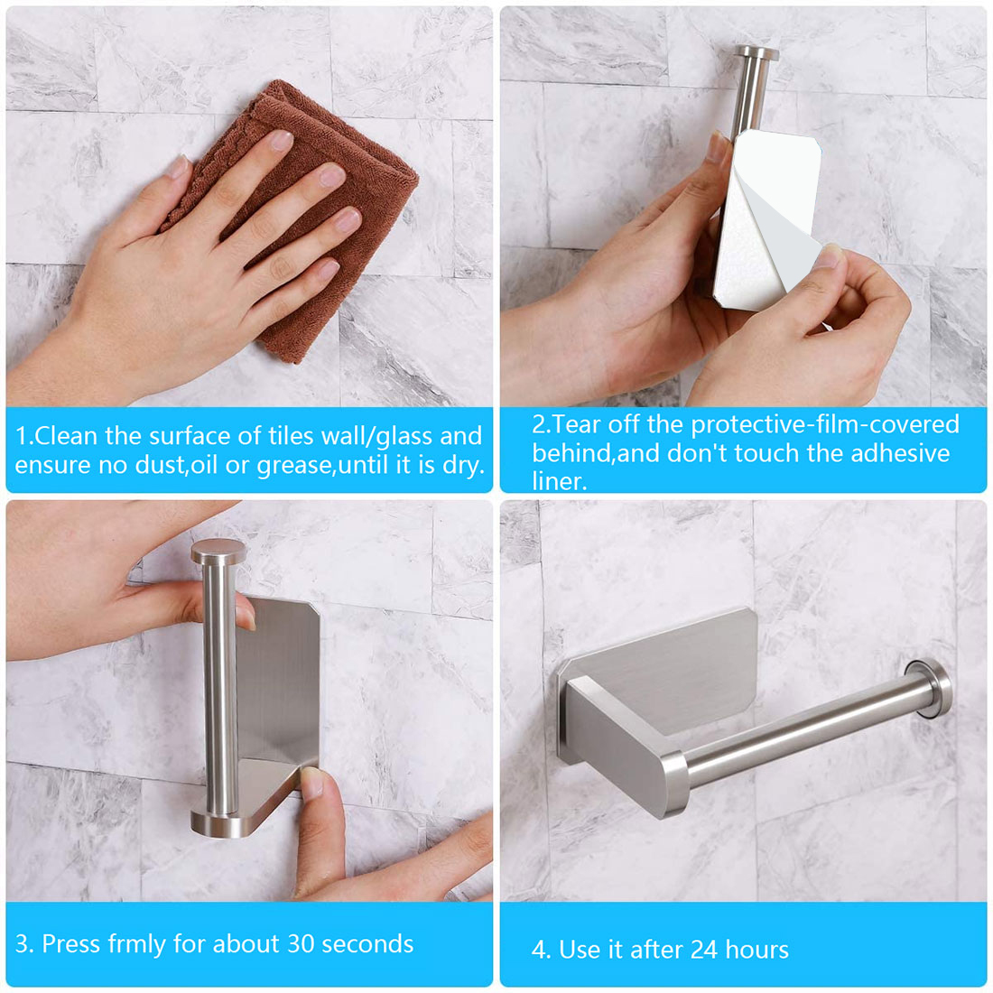 Kitchen Roll Paper Self Adhesive Wall Mount Toilet Paper Holder Stainless Steel Bathroom Tissue Towel Rack 13.8/26.8cm