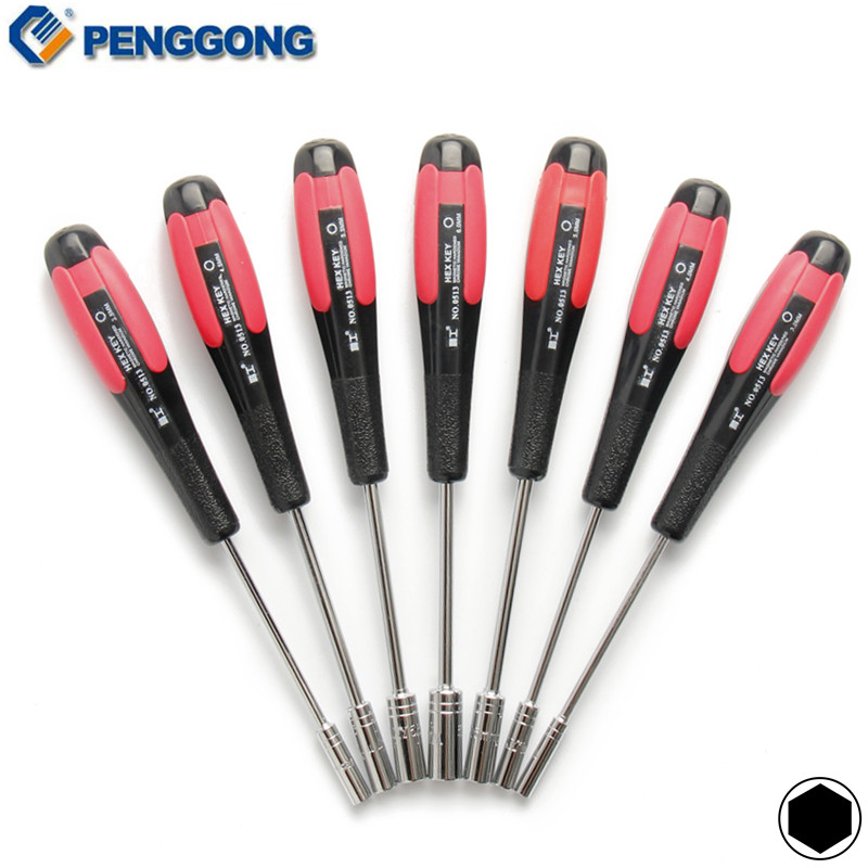 PENGGONG 7pcs Screwdriver Socket Hexagons Socket Set Lengthened Thin-Walled Torque Wrench Multitul Repair Tools