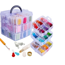 DIY Sewing Crafts 192 Colors Cross Stitch Embroidery Thread Set with Tools Bobbin Cross Stitch Craft Storage Holder Boxes