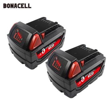 bonacell 2pcs 6000mAh Li-ion Tool Battery for Milwaukee M18 48-11-1815 48-11-1850 2646-20 2642-21CT Repalcement M18 Battery