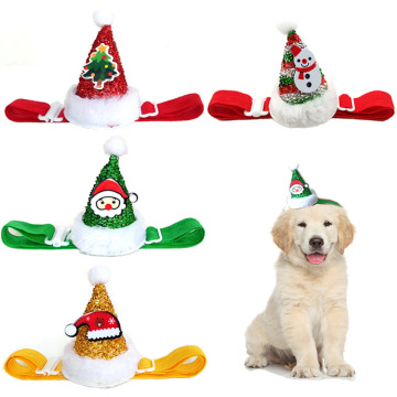 Christmas Pet Dogs Caps Pet Party Costume Headwear Hat Sequin Headband Adjustable Grooming Accessories For Puppy Small Dog