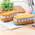 Kawaii Creative School Bus Shape Pencil Case Cartoon Animal Canvas Pencil Bag Large Capacity Box School Supplies
