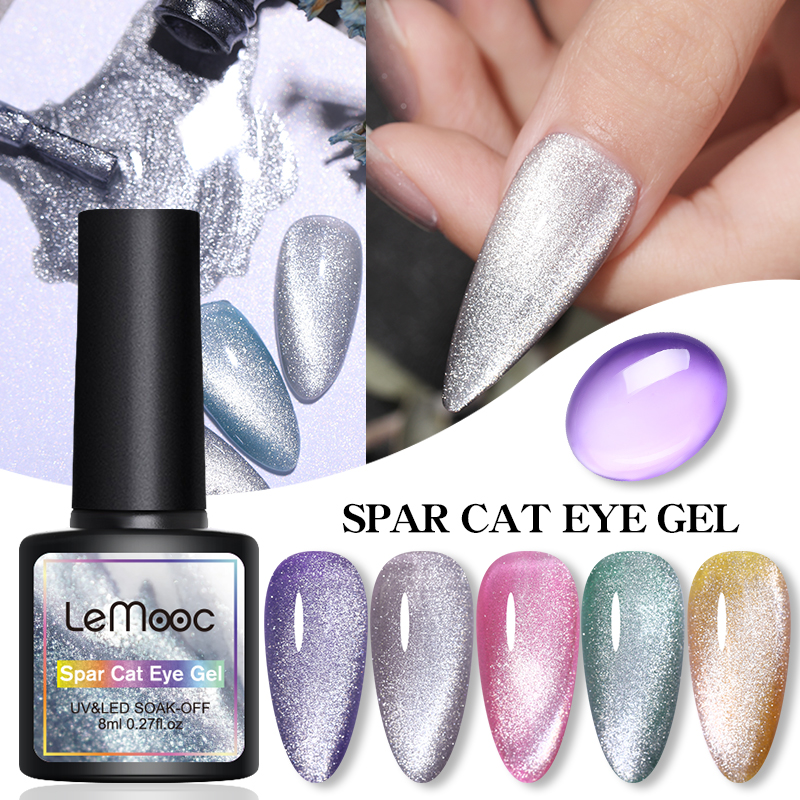 LEMOOC 8ML Spar cat magnetic Hybrid Varnishes Gel Nail Polish Set For Manicures Chameleon Jelly Color Gel UV Base Top Coat