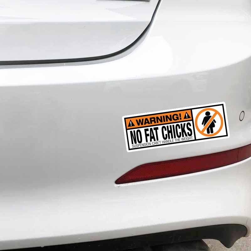 YJZT 18.8CM*6.3CM WARNING PVC Funny Decal WARNING No Fat Chicks Car Sticker 12-0793