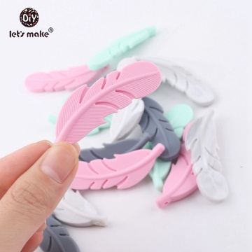 Let's Make 20PCS Silicone Feather Pendant Teething Nursing Necklace Accessories BPA Free DIY Baby Toys Bracelets Baby Teethers