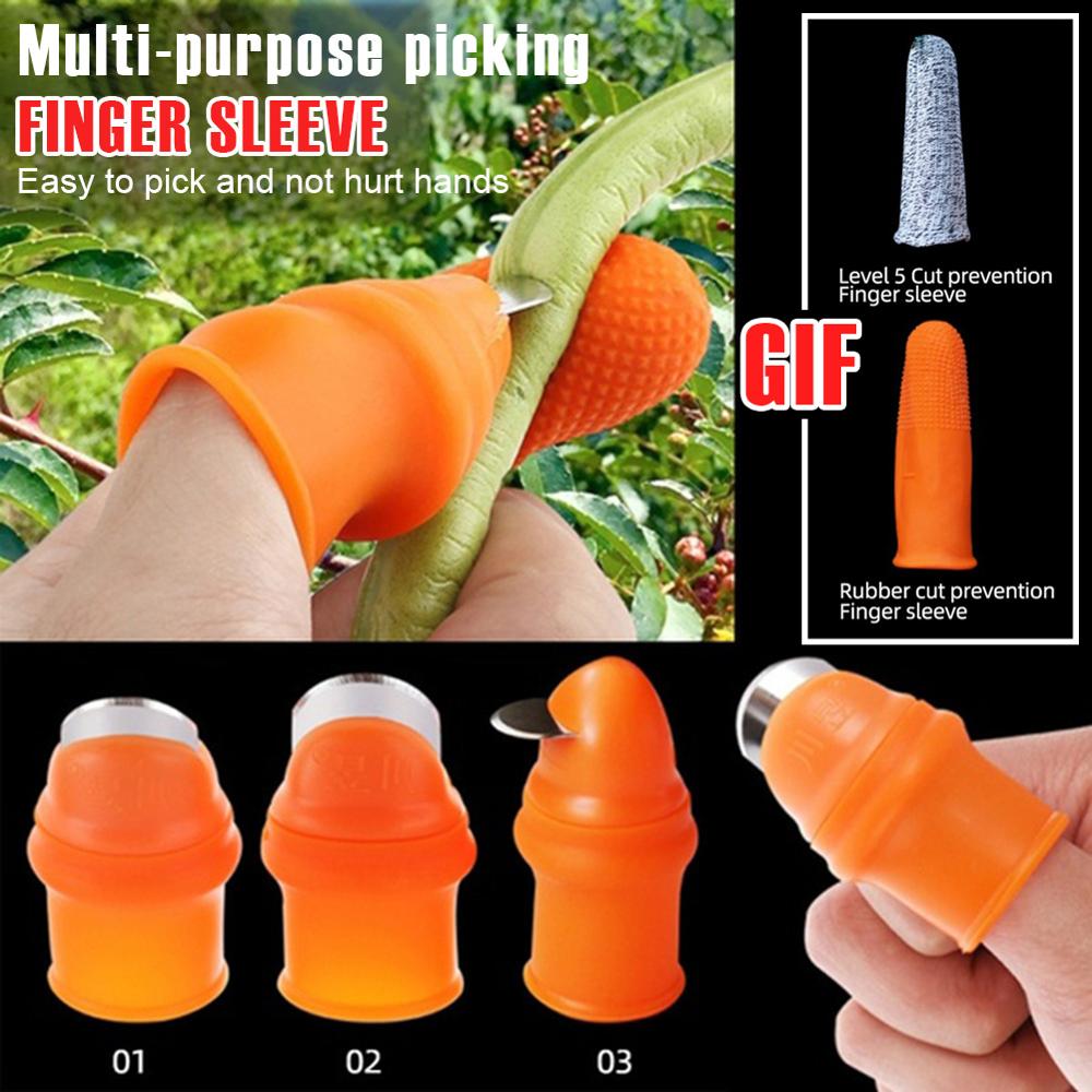 Garden Gloves Silicone Thumb Knife Finger Protector Vegetable Harvesting Knife Plant Blade Scissors Cutting Rings Picking Tool