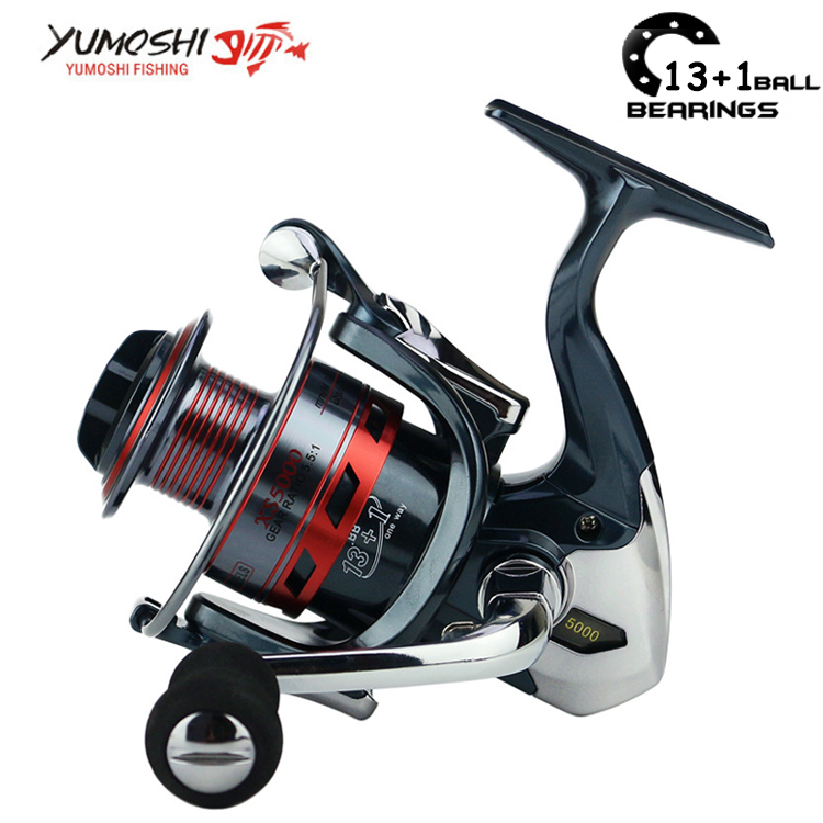 Yumoshi 13+1 Ball Bearing Hot wheels Cheapest Spinning Reel Fishing Reel 1000-8000 Reels molinete carretilhas de pesca
