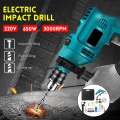 Electric Brushless Impact Drill 13MM Electric Rotary Hammer Handheld Impact Flat Drill Guns Torque Screwdriver Power Tools Set