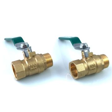 2pcs 1/2'' Male to Female Water Gas Oil with Lever Handle Copper Plumbing Tap Brass Ball Valve