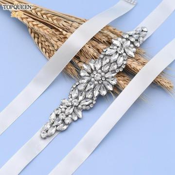 TOPQUEEN S407 Luxury Wedding Party Dress Belts Bridesmaid Bridal Belts Bead Belts for Women Crystal Female Belts Rhinestone Belt