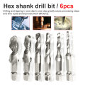 6pcs/set Hand Tap Drill Hex Shank HSS Screw Spiral Point Thread Metric Plug Drill Bits M3 M4 M5 M6 M8 M10 Quick Change Hex