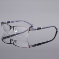 Reven Jate 8850 Half Rim Alloy Front Flexible Plastic TR-90 Temple Legs Optical Eyeglasses Frame for Men and Women Eyewear