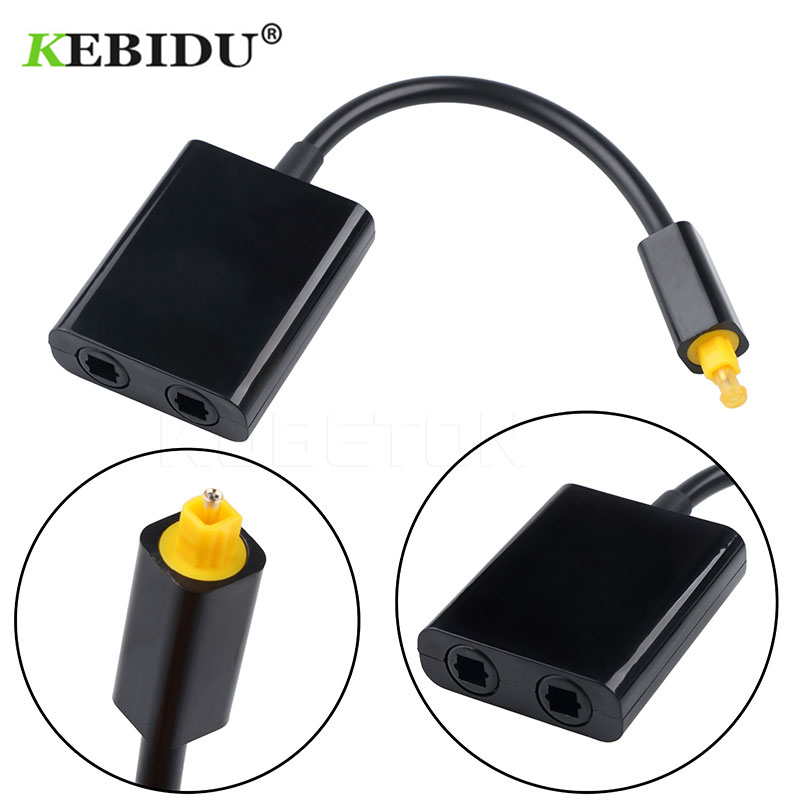 Kebidu Digital Toslink Optical Fiber Audio Splitter 1 To 2 Female Adapter Mini USB Audio Cable Newest For CD DVD Player