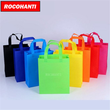 50X Promotional custom solid non woven bag fabric reusable shopping bag with handle