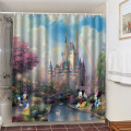 Fake Bookshelf Home Decoration Background Wall Screen For Living Room Cartoon Mouse Castle Shower Curtains Printing Bath Curtain