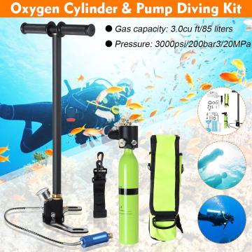 0.5L Portable Diving Reserve Air Tank Scuba Oxygen Cylinder Mini Hand Pump Operated Pump Respiratoor Bag kit