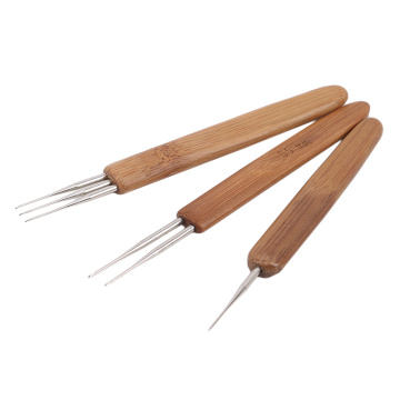 3 Pcs/set 0.5mm/0.75mm 1/2/3 Head Bamboo Hair Weaving Crochet Needles Dreading Hooks Dreadlock Tools For Braid Craft