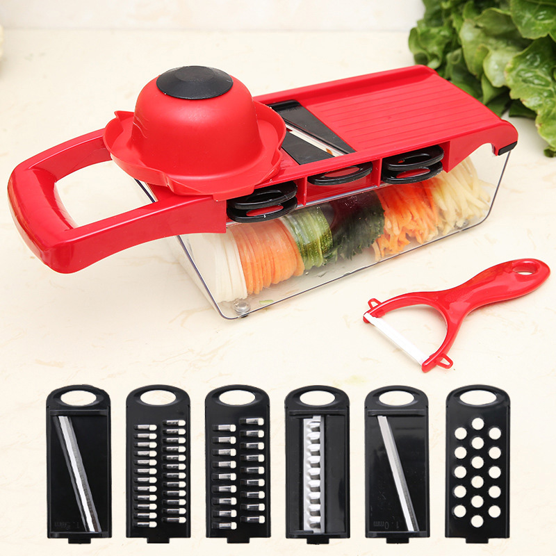 6 In 1 Vegetable Cutter with Steel Blade Mandoline Slicer Potato Peeler Carrot Cheese Grater vegetable slicer Kitchen Accessory