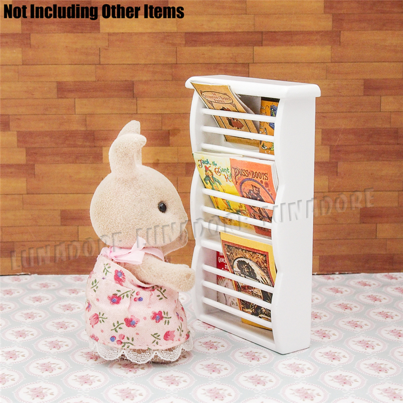 Odoria 1:12 Miniature Newspaper Magazine Rack Book Shelf Cabinet Wooden Dollhouse Furniture Accessories Livingroom Restaurant