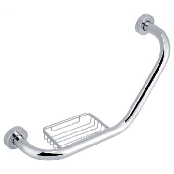 Stainless Steel Bathroom Grab Bar w/ Soap Holder Bathtub Arm Safety Handle Bath Shower Tub Anti Slip Handrail Grip for Elderly