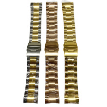 Stainless steel watch bracelet with safety buckle