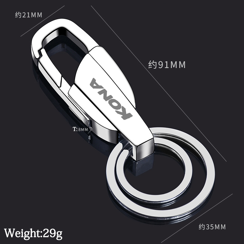 For Hyundai kona 2020 2019 electric ev 2018 new metal Keychain Metal Alloy Buckle Waist Car Key Chain Key Chain accessories