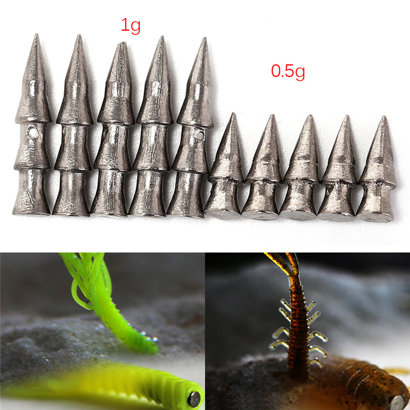 2020 New 5pcs/8pcs Small Thin Worm Weights Sinkers Insert Into Soft Plastic Lures Tungsten Nail Pagoda Fishing Sinker