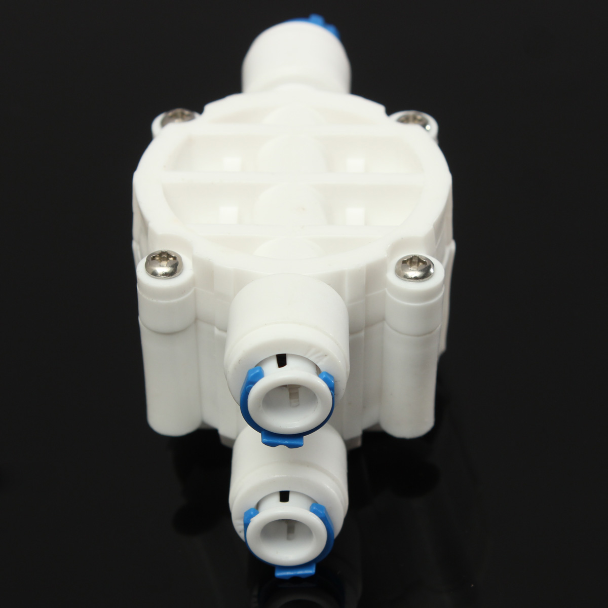 1/4" Port 4 Way Auto Shut Off Valve For RO Reverse Osmosis Water Filter System 7.5x4.1x3.7cm Automatically Shuts Off/Open