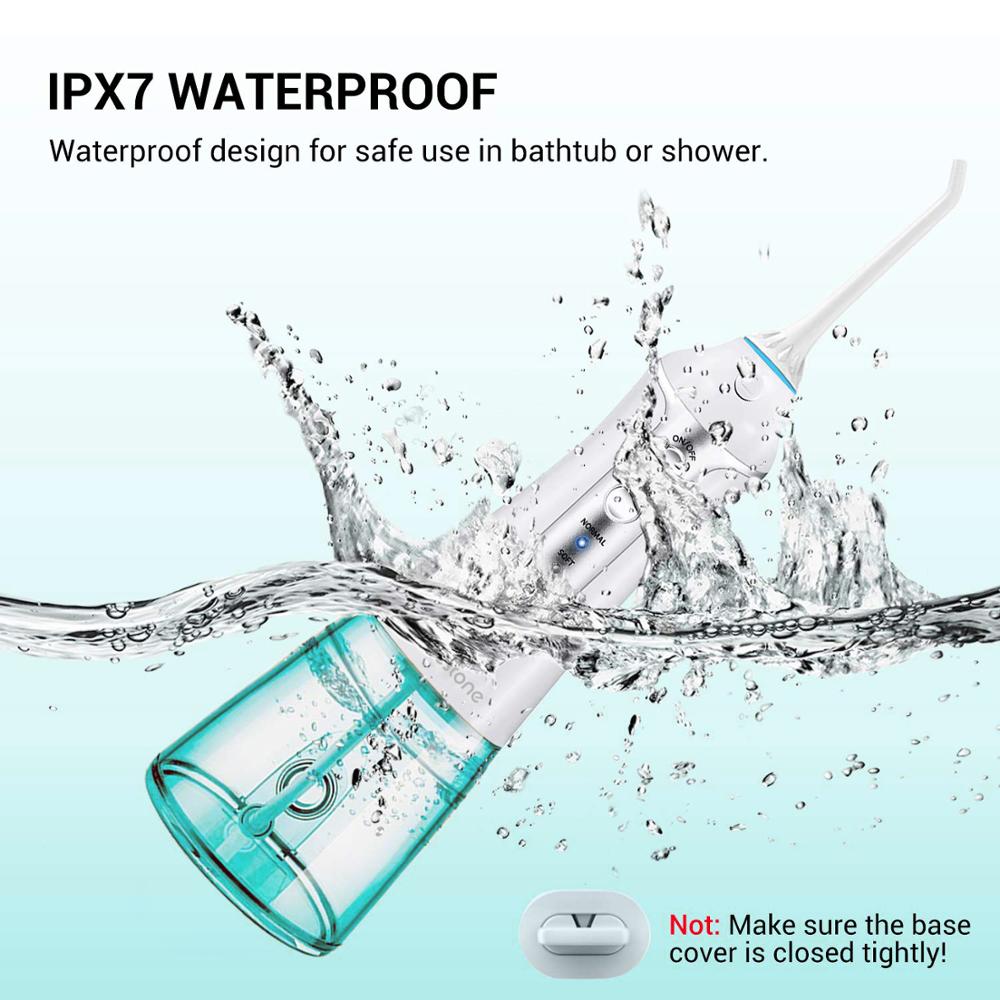Destone Oral Irrigator Cordless Dental Water Flosser 300ML Portable Teeth Cleaner with IPX7 Waterproof 3 Modes Water Flossing
