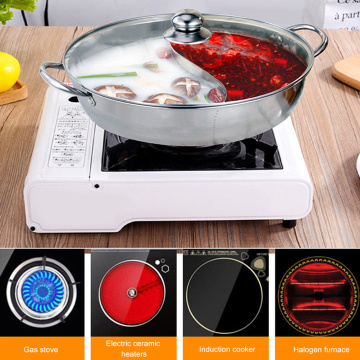 Stainless Steel Twin Divided Double Pot Hotpot Gas Stove Soup Cooking Pot for Home Kitchen Cookware Soup Cooking Pot