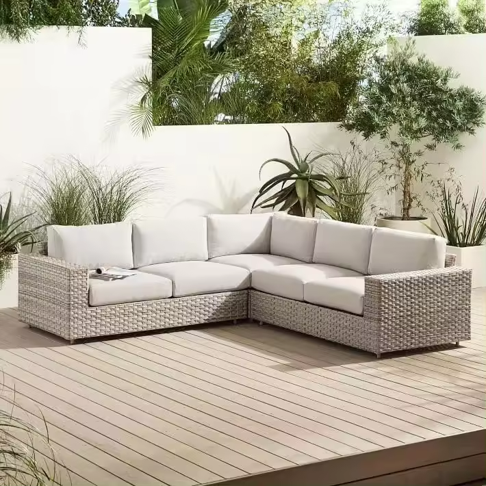 High-end Hotel Furniture Outdoor Sectional Sofa All Weather Wicker Furniture L Shape Garden Sofa Sets
