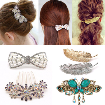 Fashion Hair Clip Women Elegant Metal Leaf Shape Barrette Princess Hair Barrette Styling Tools Hairpins Head Hair Accessories