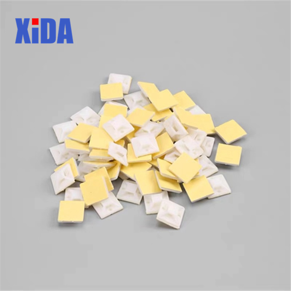 100Pcs Plastic Nylon Self Adhesive Cable Tie Mount Base Holder White 20 25 30 40mm Since the glue type positioning Free Shipping