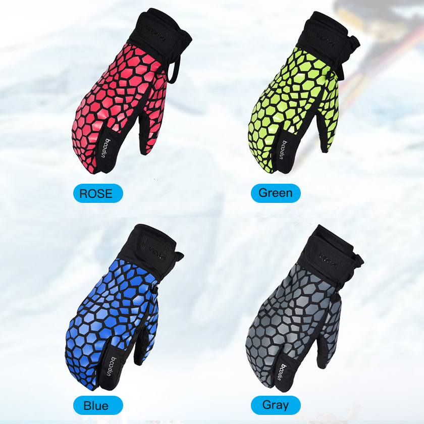 Unisex 3 Fingers Touch Screen Ski Gloves Children Waterproof Anti-slip Mittens Sports Snowboard Cycling Skiing Gloves