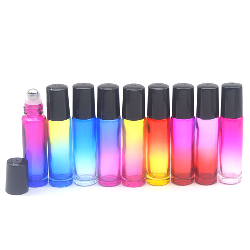 1pcs Colorful 10cc Roller Glass Bottle Empty Fragrance Perfume Essential Oil Bottle 10ml Roll-On Bottle