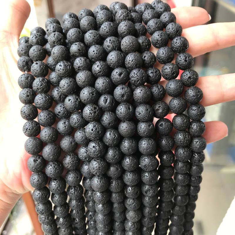 Black Volcanic Lava Beads Round Lava Stone Beads Wholesale Natural Stone Beads For Jewelry Making DIY Bracelets Accessories