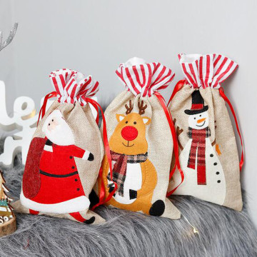 2021 Personalised Christmas Sacks Stocking Xmas Gift Bag Santa Christmas Cotton Linen Sack Holder Drawstring Bag Candy Pouch #30
