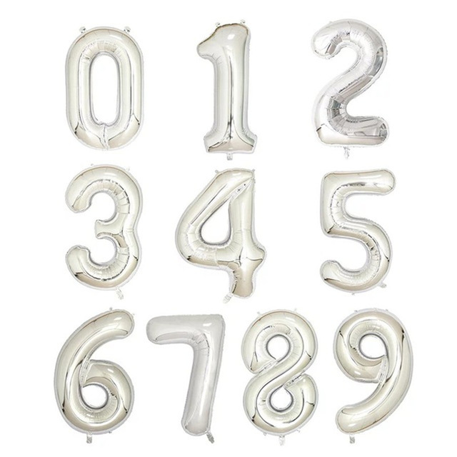 50pcs/lot 16inch animal Number Balloon punk blue Aluminum gold silver Foil Helium Balloons Birthday Wedding Party Decoration