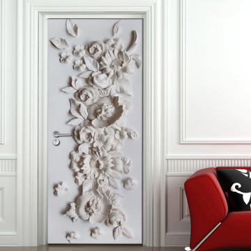 Embossed Flower Mural Bedroom Living Room Door Decoration Sticker 3D Wallpaper PVC Self-adhesive Waterproof Mural Wall Painting