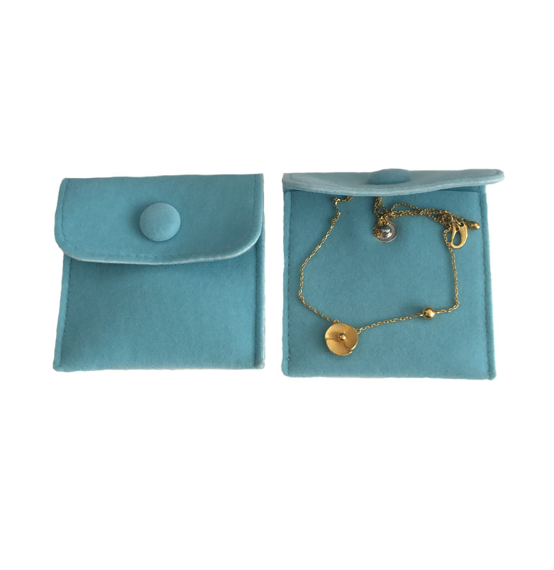 Custom Jewelry Packing Pouch Double Velvet Bag With Velvet Button For Wedding and Gift Packing